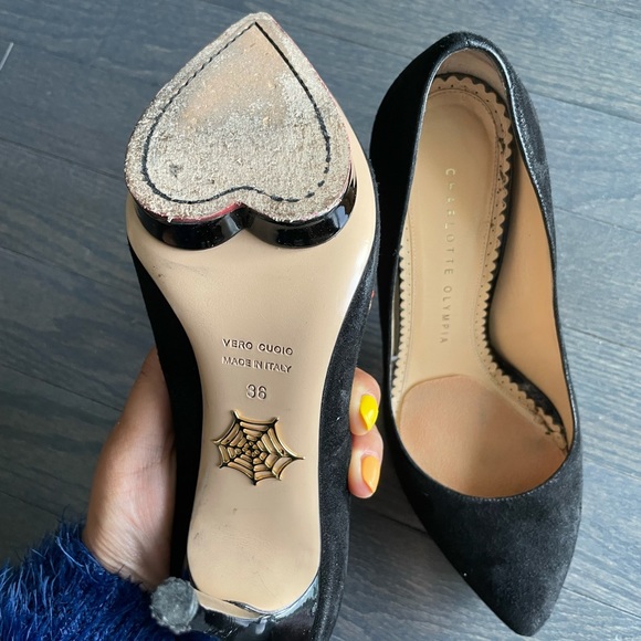 Charlotte Olympia Black Debbie Suede Pumps EU 36 - Picture 6 of 7